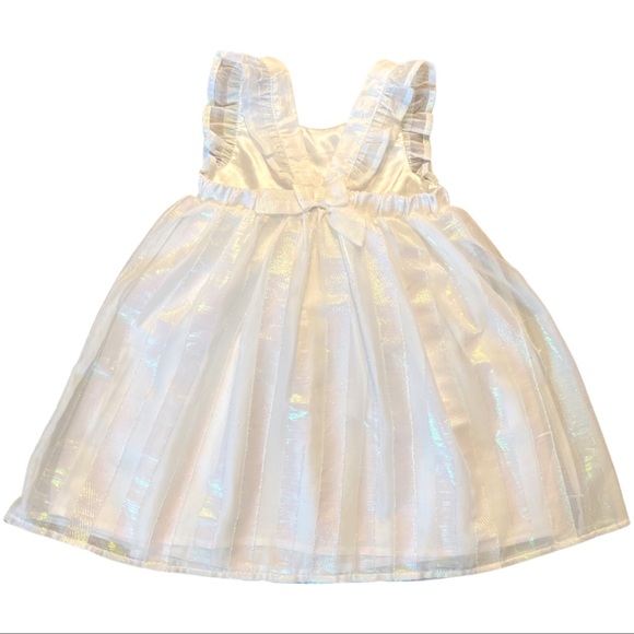 3 FOR $30 - Cat and Jack White Iridescent Striped Dress - VGUC - Picture 2 of 8